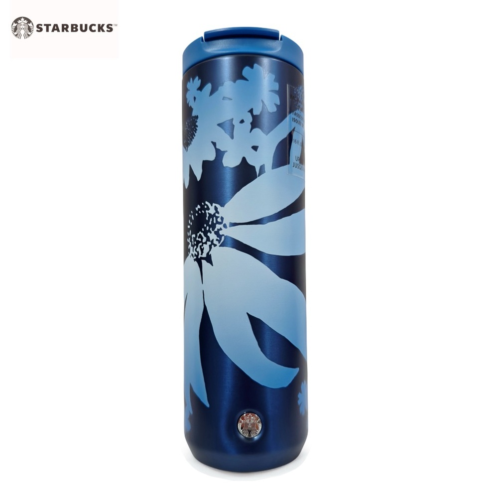 STARBUCKS Spring 2022 Stainless Steel Blue Floral Vacuum Insulated Tumbler NWT